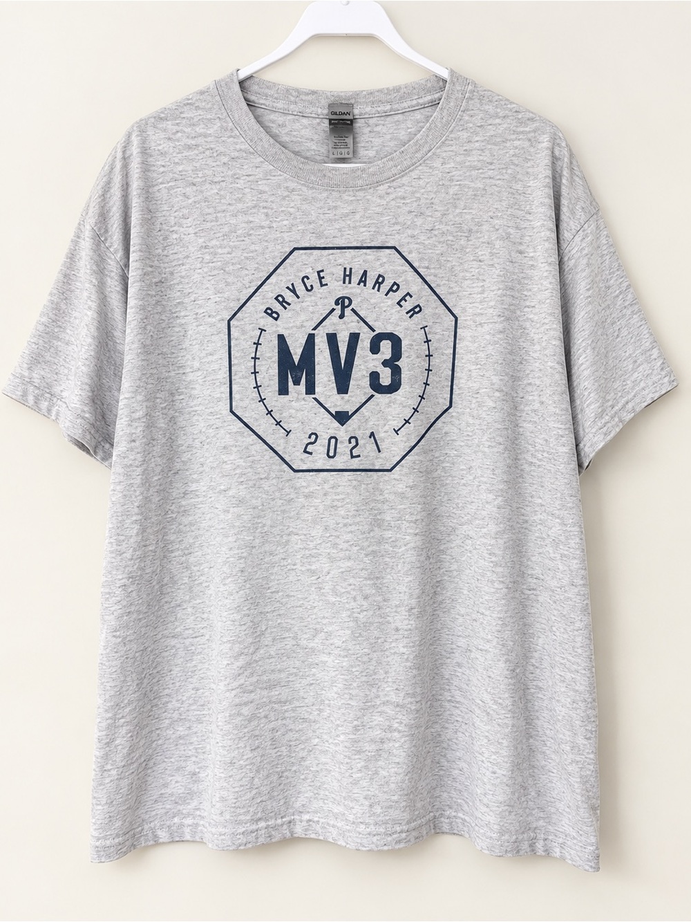 Bryce Harper MV3 2021 Graphic Tee - Gray & Navy